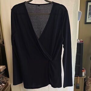 Faux wrap navy top